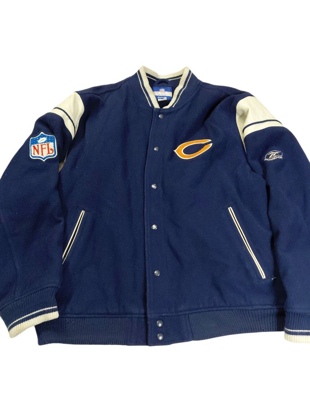 RARE VTG Chicago Bears Jacket Varsity Style NFL Football Wool Size XL Heavy